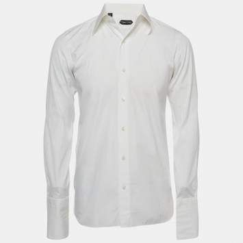 مملوكة مسبقًا Tom Ford White Cotton Double Cuff Long Sleeve Shirt S