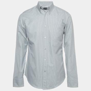 Pre Owned Tom Ford Grey Pin Checked Cotton Button Down Shirt M