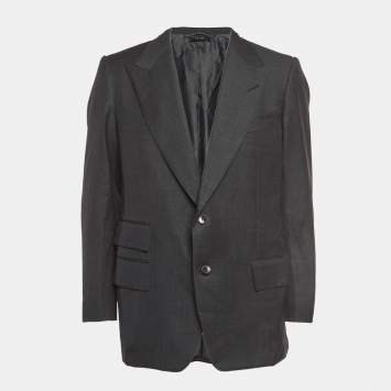 مملوكة مسبقًا Tom Ford Grey Wool Double Breasted Blazer XXL