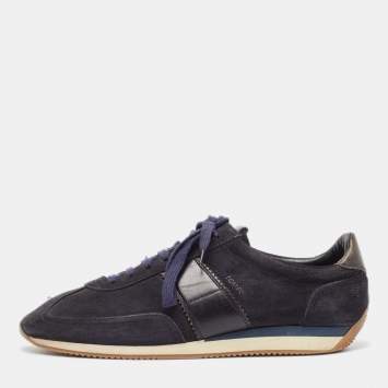 Pre Owned Tom Ford Navy Blue Suede and Leather Oxford Sneakers  Size 43