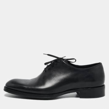 Pre Owned Tom Ford Black Leather Lace Up Oxfords Size 41.5 