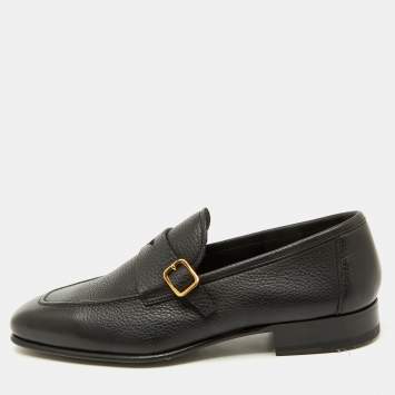 Tom Ford Black Leather Dover Slip On Loafers Size 40