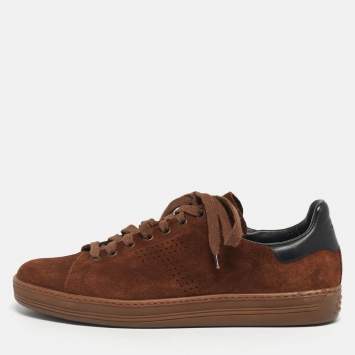 مملوكة مسبقًا Tom Ford Warwick Size 41 Brown Leather and Suede Lace Up Sneakers
