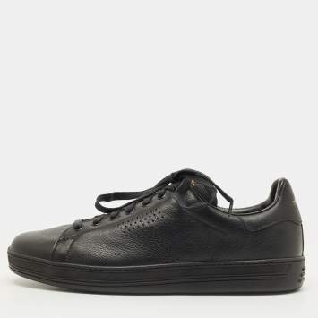 مملوكة مسبقًا Tom Ford Warwick Size 41 Black Leather Low Top Sneakers