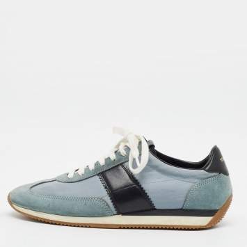 Pre Owned Tom Ford Orford Size 40 Tricolor Fabric and Suede Lace Up Sneakers