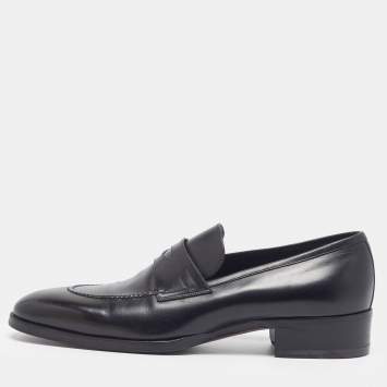 مملوكة مسبقًا Tom Ford Size 43.5 Black Leather Penny Loafers