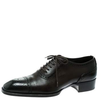 Pre Owned Tom Ford Brown Leather Gianni Brogue Austin Cap Toe Oxfords Size 41.5
