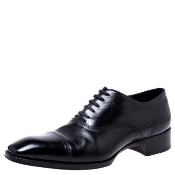 Pre Owned Tom Ford Black Leather Lace Up Oxfords Size 45