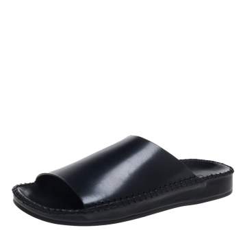 Pre Owned Tom Ford Black Leather Flat Slides Size 40