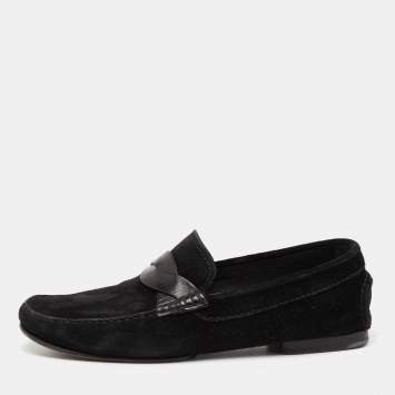 Pre Owned Tom Ford Black Suede And Leather Twist Band Elkan Loafer Size 43