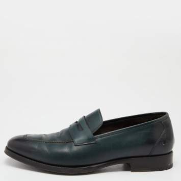Pre Owned Tom Ford Green Leather Penny Slip On Loafers Size 43