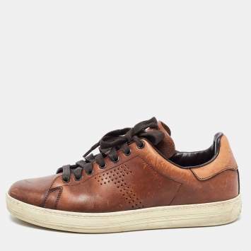 Pre Owned Tom Ford Brown Leather Warwick Sneakers Size 41
