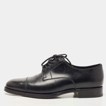 Pre Owned Tom Ford  Black Leather Lace Up Oxford Size 40