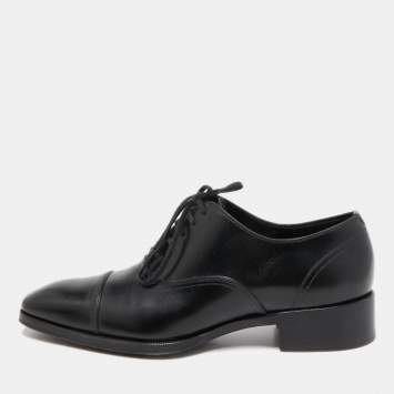 Pre Owned Tom Ford Black Leather Lace-Up Oxfords Size 40.5 