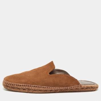 Pre Owned Tom Ford Brown Suede Espadrille Mules Size 44