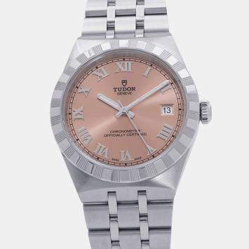 مملوكة مسبقًا Tudor Royal M2836C1A0-0105 Salmon Pink Stainless Steel Automatic Men's Watches 36mm