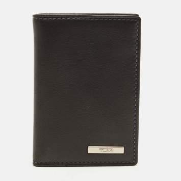 Pre Owned TUMI Multi Window Black Leather Card Holder