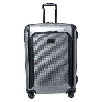 Pre Owned TUMI Grey Carbon Fiber Effect Hardcase 4 Wheel Tegra Short Trip Expandable Packing Case Luggage