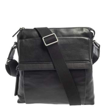 Pre Owned Tumi Black Leather DFO Monroe Oxford Top Zip Flap Messenger Bag
