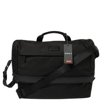 Pre Owned Tumi Black Nylon Alpha Flap Laptop Bag