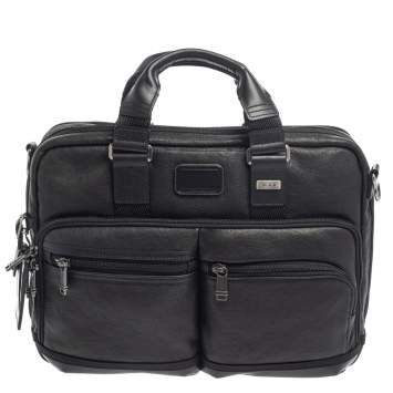 مملوكة مسبقًا Tumi Black Leather Bingham Expandable Briefcase