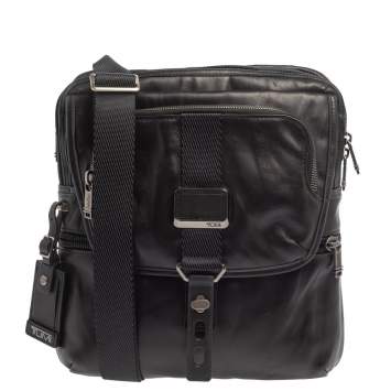 Pre Owned TUMI Black Leather Alpha Bravo Arnold Crossbody Bag