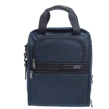 Pre Owned Tumi Blue/Black Nylon Utility Tote