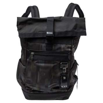 Pre Owned TUMI Black/Khaki Nylon Birch Roll Top Backpack