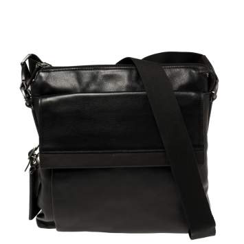 مملوكة مسبقًا TUMI Black/Brown Leather Oxford Top Zip Flap Crossbody Bag