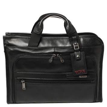 Pre Owned TUMI Black Leather Gen 4.2 Slim Deluxe Portfolio Bag