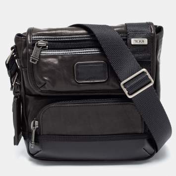 Pre Owned TUMI Black Leather Alpha Bravo Barstow Messenger Bag
