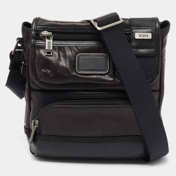 Pre Owned Tumi Dark Brown Leather Alpha Bravo Barstow Crossbody Bag