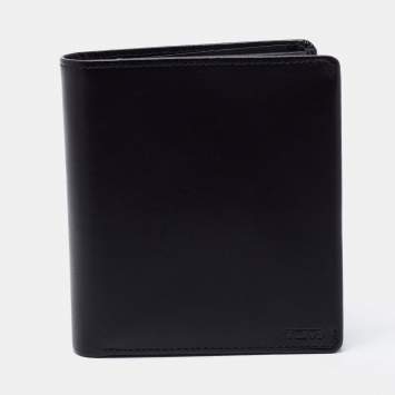Pre Owned Tumi Black Leather Global Vertical Flip Coin Wallet