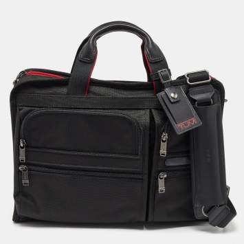 Pre Owned Tumi Black Nylon Alpha T-Pass Expandable Laptop Briefcase