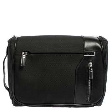 Pre Owned TUMI Black Nylon and Leather Hanging Travel Kit Wash Bag
