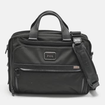 TUMI Blue/Brown Nylon and Leather Alpha Bravo Brooks Slim TUMI Blue/Brown Nylon and Leather Alpha Bravo Brooks Slim