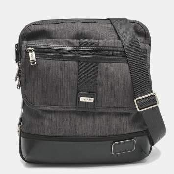 TUMI Dark Grey/Black Canvas East Ridge Expandable Zip Messenger Bag