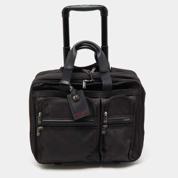 Pre Owned TUMI Black Canvas Alpha Compact Wheeled Brief Trolley