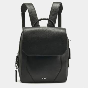 Pre Owned TUMI Black Leather Stanton Tori Flap Backpack