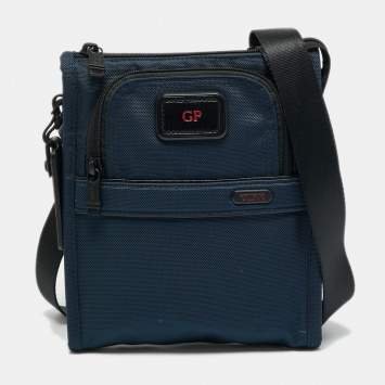 Pre Owned TUMI Alpha 3 Pocket Navy Blue/Black Nylon Messenger Bag