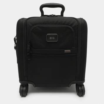 Pre Owned Tumi Alpha 3 Small Compact Black Nylon 4-Wheeled Briefcase 