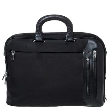 Pre Owned Tumi Black Nylon and Leather T-Pass Kennedy Deluxe Brief Laptop Bag