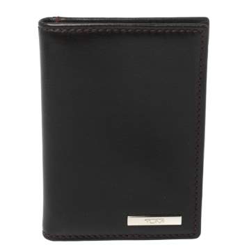Pre Owned Tumi Black Leather Bifold Card Case