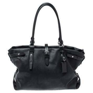 Pre Owned TUMI Black Leather Weekender Tote
