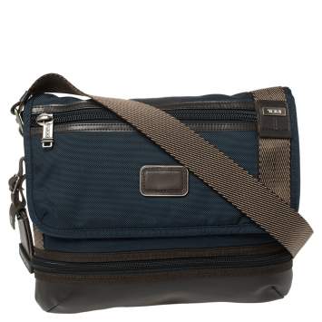 مملوكة مسبقًا TUMI Blue/Brown Nylon and Leather Bravo Barstow Messenger Bag