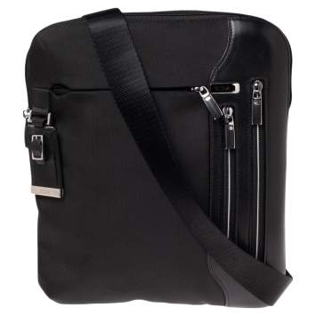 Pre Owned TUMI Black Nylon and Leather Arrive Messenger Bag
