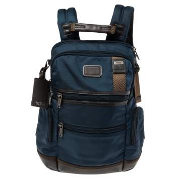 Pre Owned TUMI Blue/Black Leather And Ballistic Nylon Alpha Bravo Knox Backpack