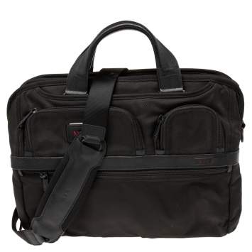 مملوكة مسبقًا TUMI Black Nylon and Leather Alpha 2 T Pass Briefcase