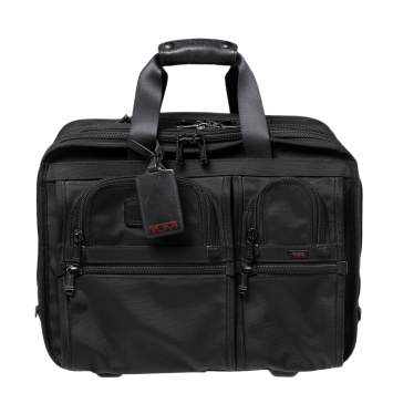 Pre Owned Tumi Black Nylon 2 Wheeled Alpha Rolling Briefcase 