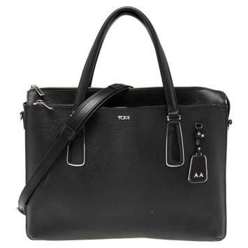 Pre Owned Tumi Black Leather Stanton Nia Commuter Briefcase Bag